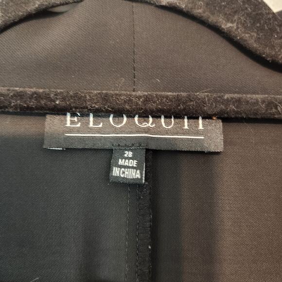 Eloquii Black Sheer V-neck Tie Neck 3/4 Flutter Sleeve Blouse Tunic Women 28 - Picture 2 of 9